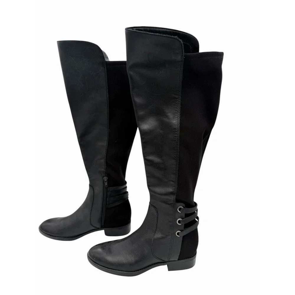 Vince Camuto Medium Calf Leather Tall‎ Shaft Boots Pauletta Black Sz 6M